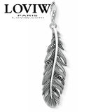 Feather Blackened Charm Bracelet, Europe Style Jewelry