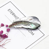 Abalone Shell Feather Brooch Pin for Women