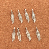 Feather Charm Beads 100Pcs Tibetan Silver Pendants DIY Jewelry