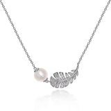 Feather Chocker Necklace Pearl Zircon Filled Engagement Wedding Pendants Necklac