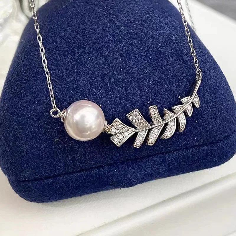 Feather Chocker Necklace Pearl Zircon Filled Engagement Wedding Pendants Necklac