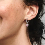 Feather Crucifix Silver Earrings Clear CZ Cubic Zircon Fine Jewelry