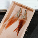 Feather Leaf Tassel Earrings Asymmetric Boho Vintage Statement Long