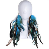 Bohemian Feather Earrings Long Dangle Stunning Party Jewelry