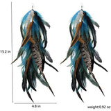 Bohemian Feather Earrings Long Dangle Stunning Party Jewelry