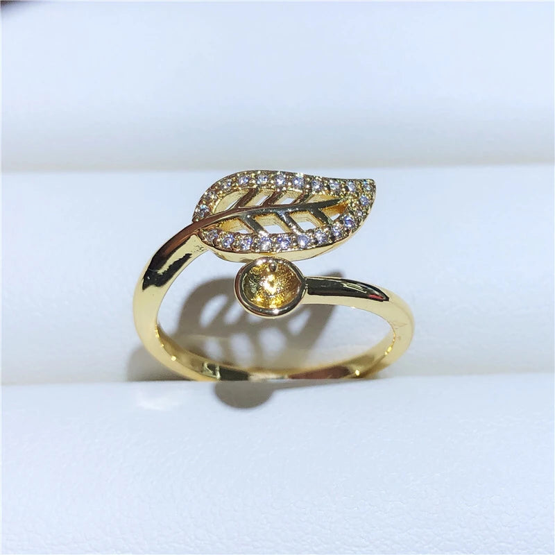 Feather Plated Ring Base Mountings for Pearl Beads