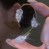 Feather Iregular Women Ear Cuff with Zirconia Clip Earrings