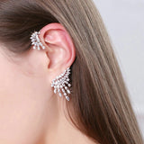 Feather Iregular Women Ear Cuff with Zirconia Clip Earrings