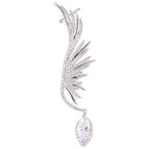 Feather Iregular Women Ear Cuff with Zirconia Clip Earrings