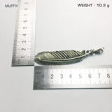 Feather Necklace Pendant,925 Sterling Silver,Blackened,Black Zircon