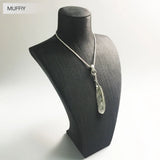 Feather Necklace Pendant,925 Sterling Silver,Blackened,Black Zircon