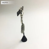 Feather Necklace Pendant,925 Sterling Silver,Blackened,Black Zircon