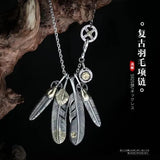 Feather Necklace for Men, Small Stars Pendant, Women's Sweater Chain