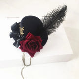 Feather Rose Top Hat Costume Hair Accessories for Women Female Cosers