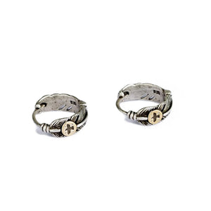 Feather Nail Hoop Earrings 925 Sterling Silver Gothic Vintage Jewelry