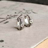 Feather Nail Hoop Earrings 925 Sterling Silver Gothic Vintage Jewelry