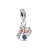 925 Silver Necklace American Brazil Flag Charms Beads Women Bracelet Jewelry