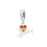 925 Silver Necklace American Brazil Flag Charms Beads Women Bracelet Jewelry