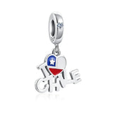 925 Silver Necklace American Brazil Flag Charms Beads Women Bracelet Jewelry