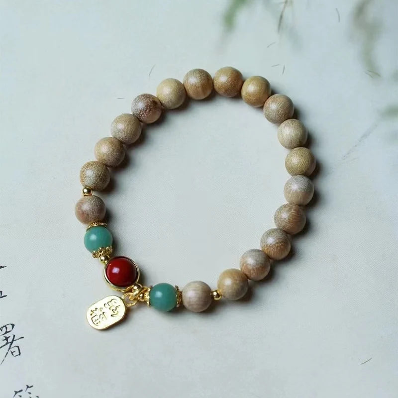 Milky Wood Green Bracelet Charm DIY Beads Jewelry