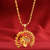 14K Peacock Pendant for Women Wedding Jewelry