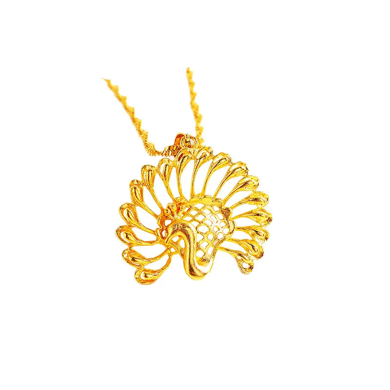 14K Peacock Pendant for Women Wedding Jewelry