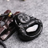 Matte Buddha Maitreya Crystal Pendant Necklace for Men and Women