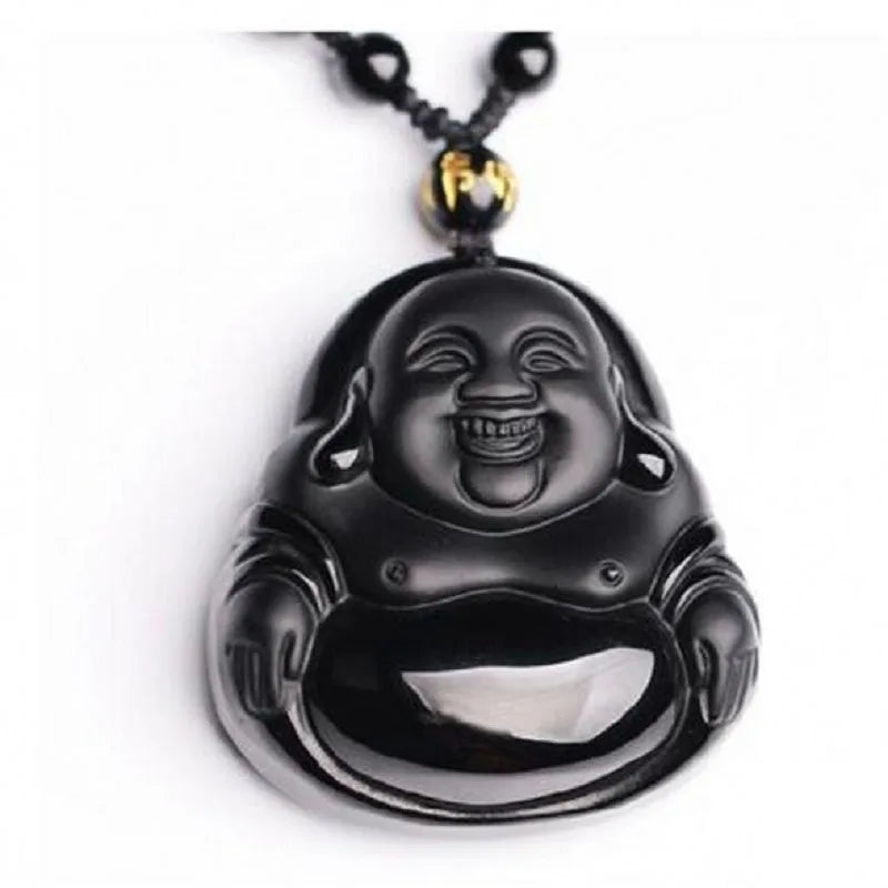 Matte Buddha Maitreya Crystal Pendant Necklace for Men and Women