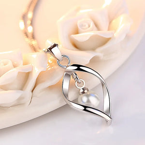 925 Silver Pearl Pendant Necklace Vintage Jewelry Gift