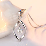 925 Silver Pearl Pendant Necklace Vintage Jewelry Gift