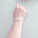 925 Silver Heart Pendant Bead Bracelet Girls Charm Jewelry