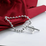925 Silver Heart Pendant Bead Bracelet Girls Charm Jewelry
