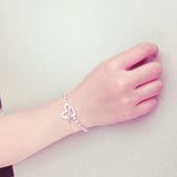 925 Silver Heart Pendant Bead Bracelet Girls Charm Jewelry