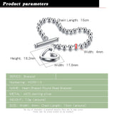 925 Silver Heart Pendant Bead Bracelet Girls Charm Jewelry