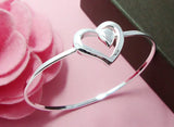 Heart Charm Bracelet Womens 925 Silver