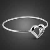 Heart Charm Bracelet Womens 925 Silver