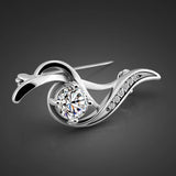 925 Sterling Silver Zircon Pendant Brooch