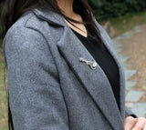 Elegant Sterling Silver Zircon Brooch