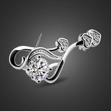 Elegant Sterling Silver Zircon Brooch