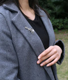 Elegant Sterling Silver Zircon Brooch