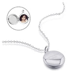 925 Silver Necklace Round Box Pendant for Photos Ladies Jewelry
