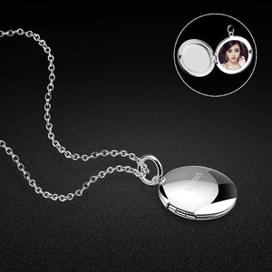 925 Silver Necklace Round Box Pendant for Photos Ladies Jewelry