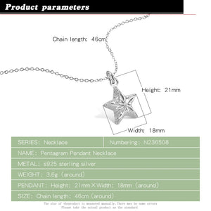 Sterling Silver Star Pendant Necklace Charm Jewelry for Girls