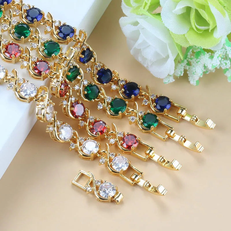 Bangle Bracelet CZ Wedding Jewelry Women Bridal Accessories