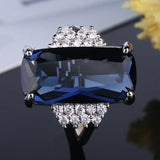 Austrian Crystal Princess Cut Wedding Ring Silver Filled Zircon Jewelry