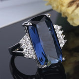 Austrian Crystal Princess Cut Wedding Ring Silver Filled Zircon Jewelry