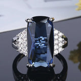 Austrian Crystal Princess Cut Wedding Ring Silver Filled Zircon Jewelry