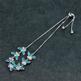 Fire Opal Butterfly Bracelet Vintage Silver Chain Women