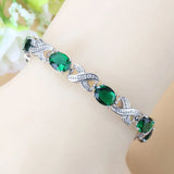 925 Silver Green Cubic Zircon Wedding Bracelet Bangle