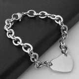 Stainless Steel Heart Charms Bracelet for Women Silver Gift 20.5cm